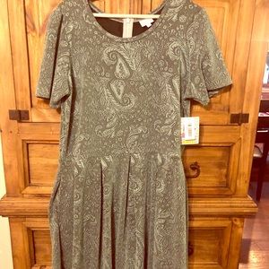 Sage green textured Lularoe Amelia style dress.
